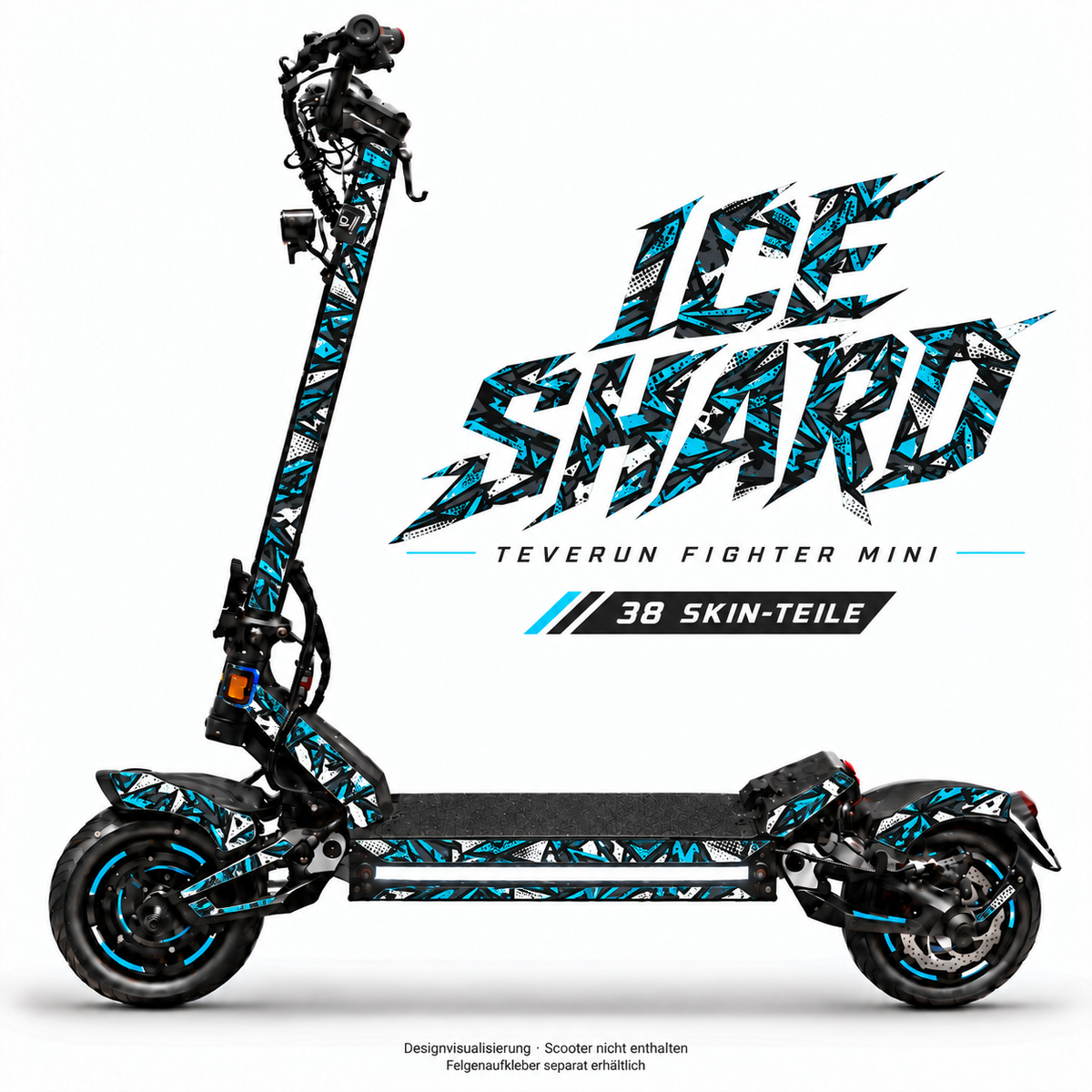 ICE SHARD Skin für Teverun Fighter Mini. Felgenaufkleber separat erhältlich.