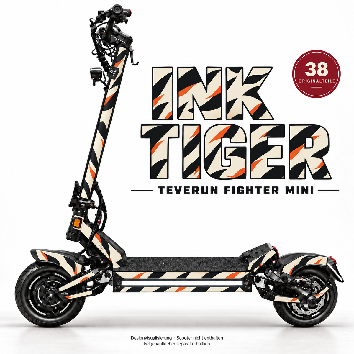 INK TIGER Skin für Teverun Fighter Mini. Felgenaufkleber separat erhältlich.