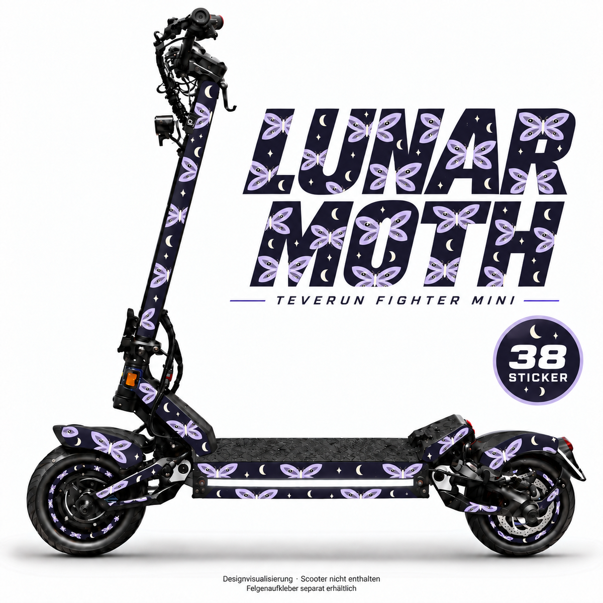 LUNAR MOTH Skin für Teverun Fighter Mini. Felgenaufkleber separat erhältlich.