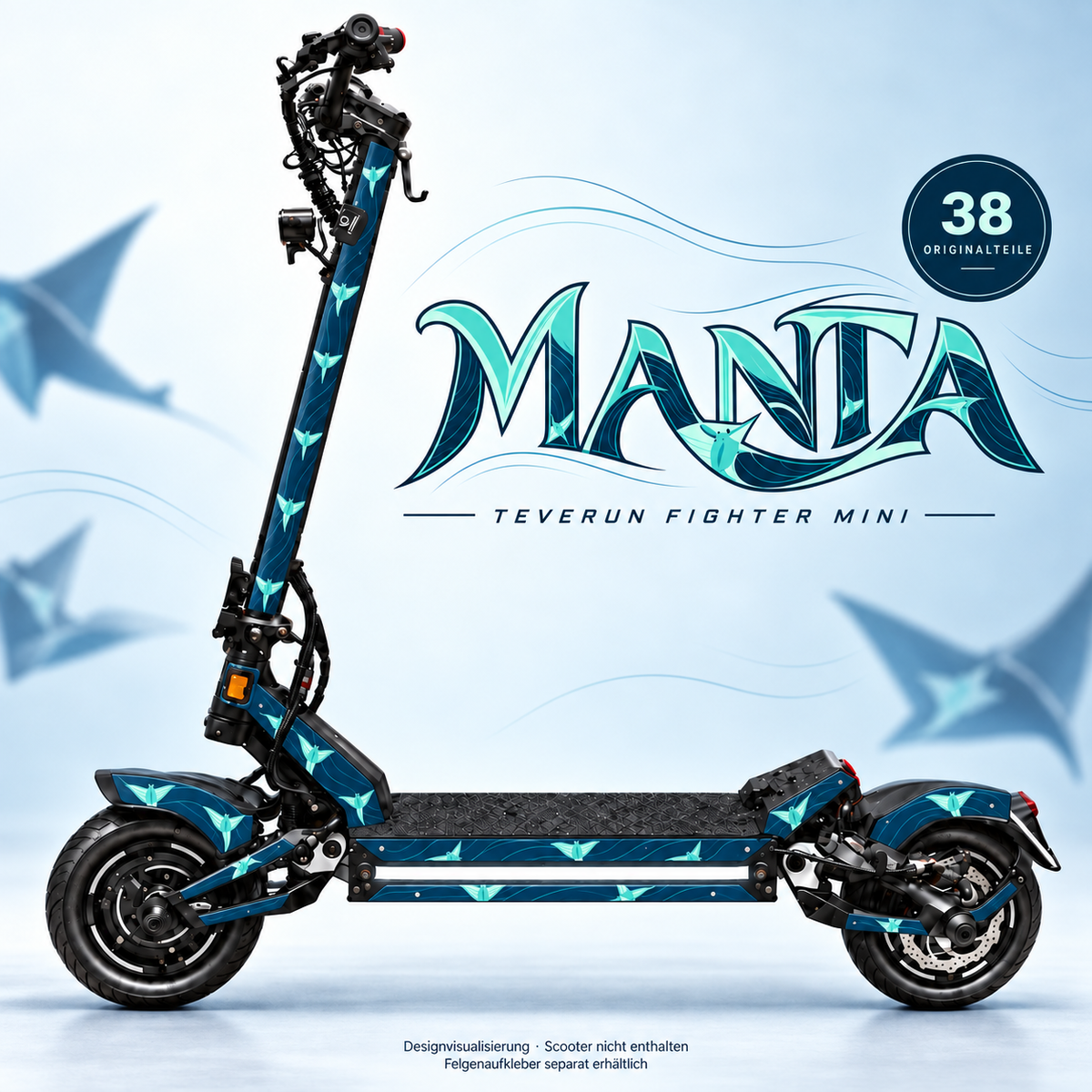 MANTA Skin für Teverun Fighter Mini. Felgenaufkleber separat erhältlich.