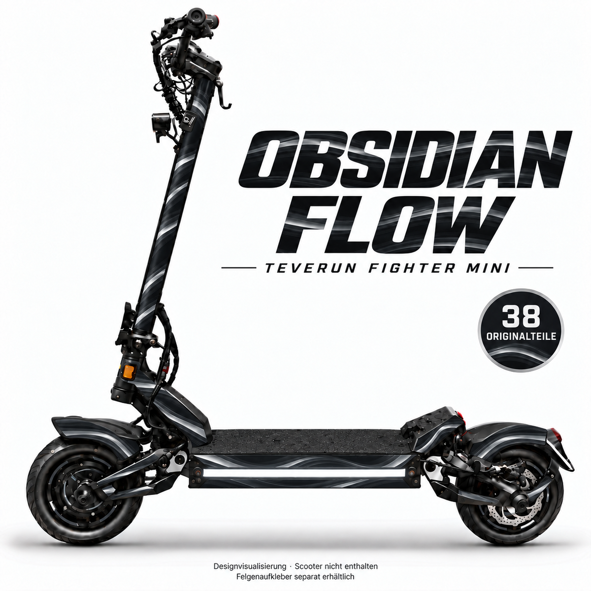 OBSIDIAN FLOW Skin für Teverun Fighter Mini. Felgenaufkleber separat erhältlich.