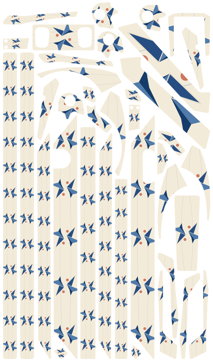 ORIGAMI SKY für Teverun Fighter Mini: 38 Originalteile des Skin-Sets.