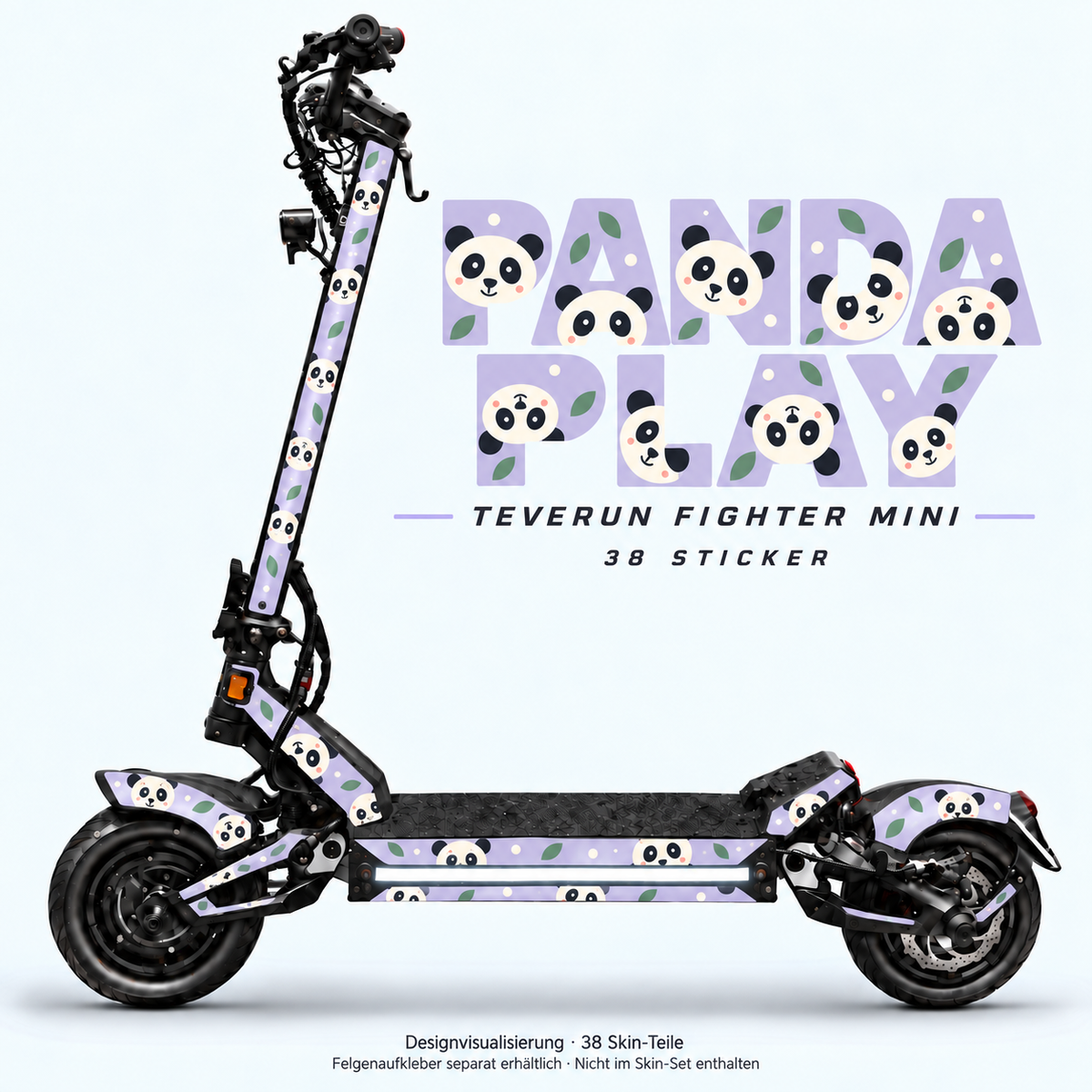 PANDA PLAY Skin für Teverun Fighter Mini. Felgenaufkleber separat erhältlich.
