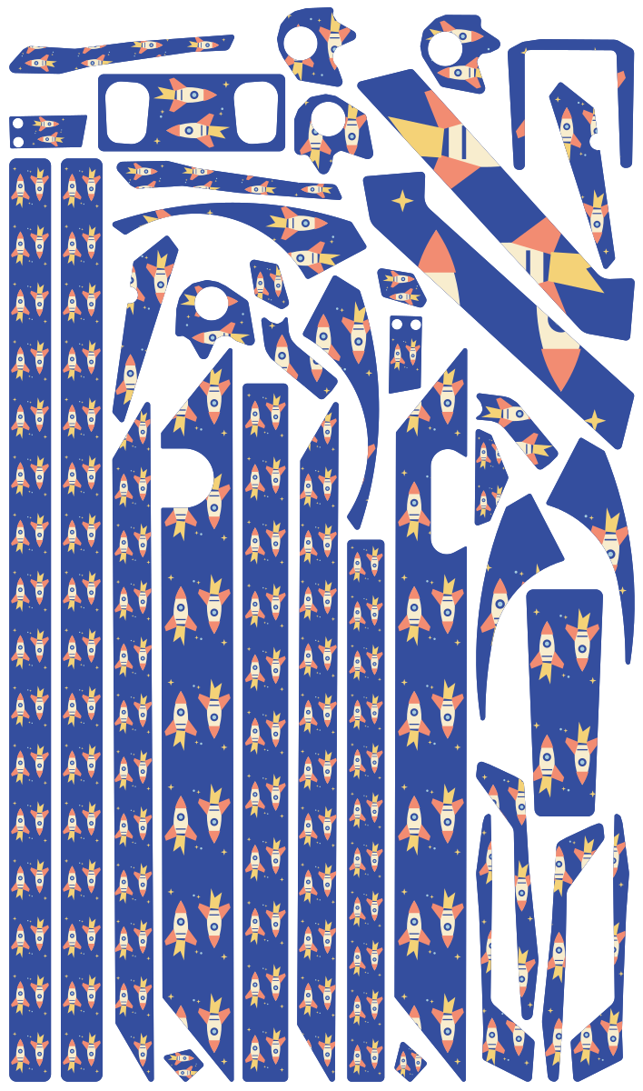 ROCKET PARADE für Teverun Fighter Mini: 38 Originalteile des Skin-Sets.