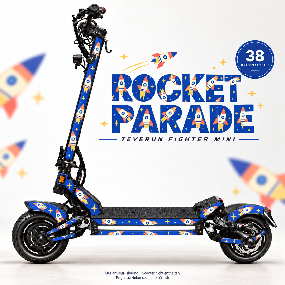 ROCKET PARADE Skin für Teverun Fighter Mini. Felgenaufkleber separat erhältlich.