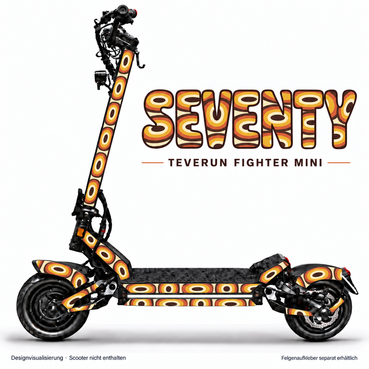 SEVENTY Skin für Teverun Fighter Mini. Felgenaufkleber separat erhältlich.