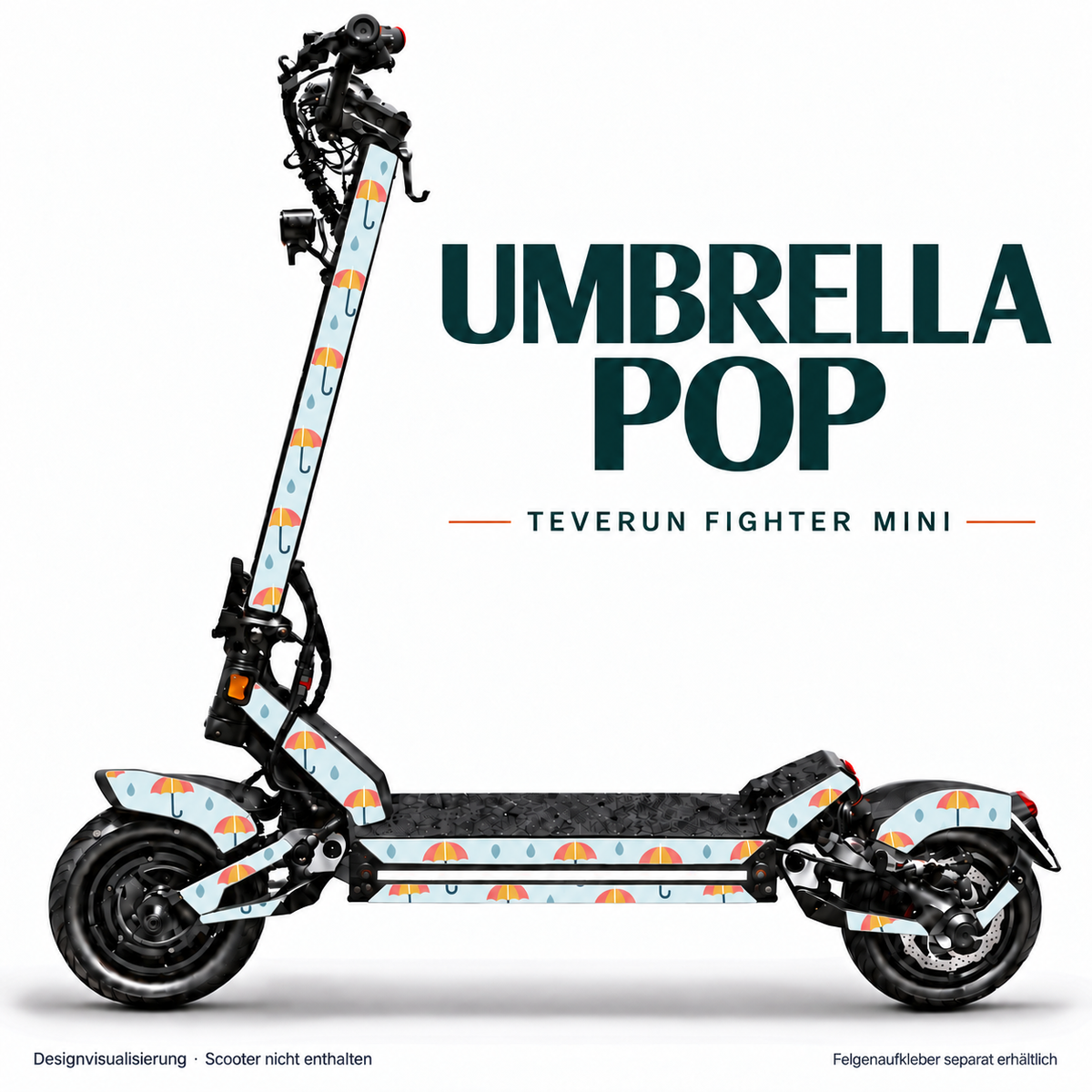 UMBRELLA POP Skin für Teverun Fighter Mini. Felgenaufkleber separat erhältlich.