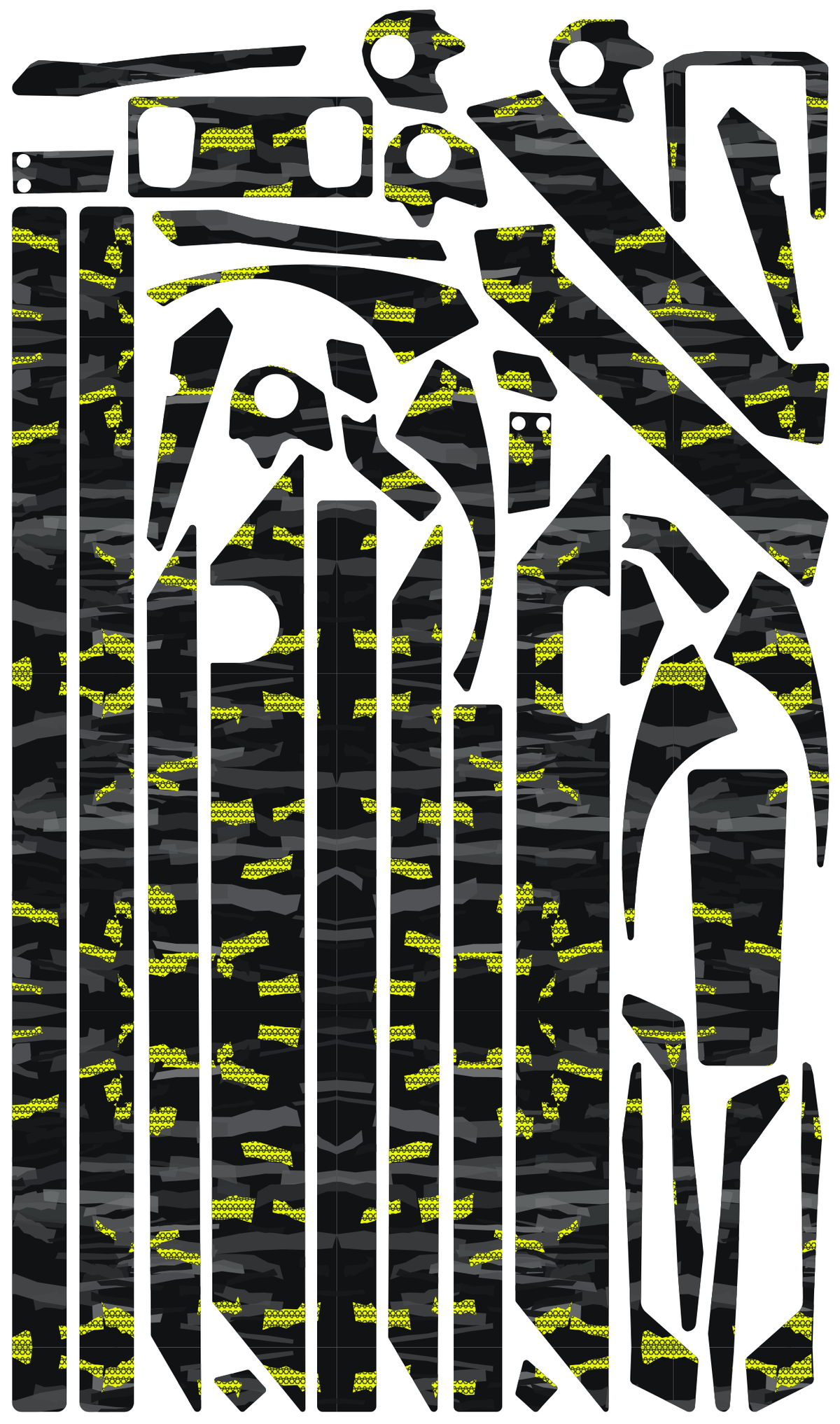 YELLOW CYBER CAMOUFLAGE für Teverun Fighter Mini: 38 Originalteile des Skin-Sets.
