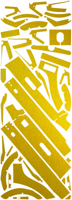 Digitale 2D-Ansicht des geprüften Trittbrett Fritz Gold-Skin-Formbogens; keine montierte Produktaufnahme.