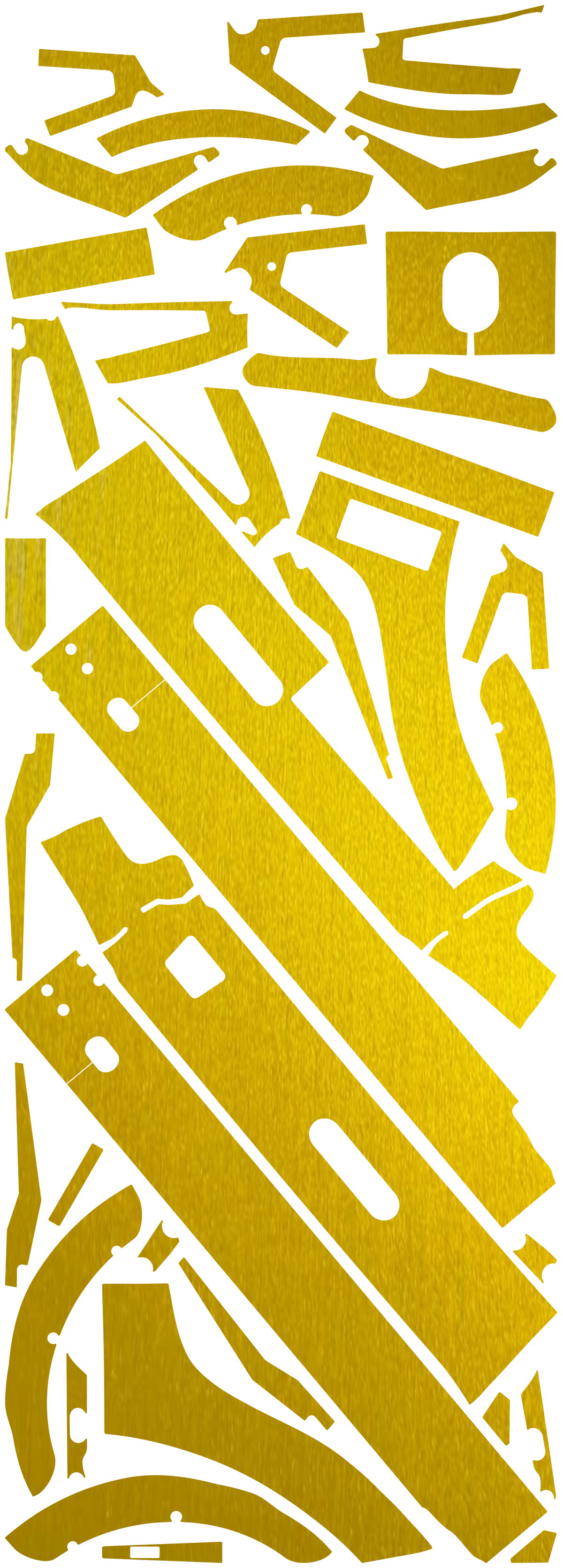 Digitale 2D-Ansicht des geprüften Trittbrett Fritz Gold-Skin-Formbogens; keine montierte Produktaufnahme.