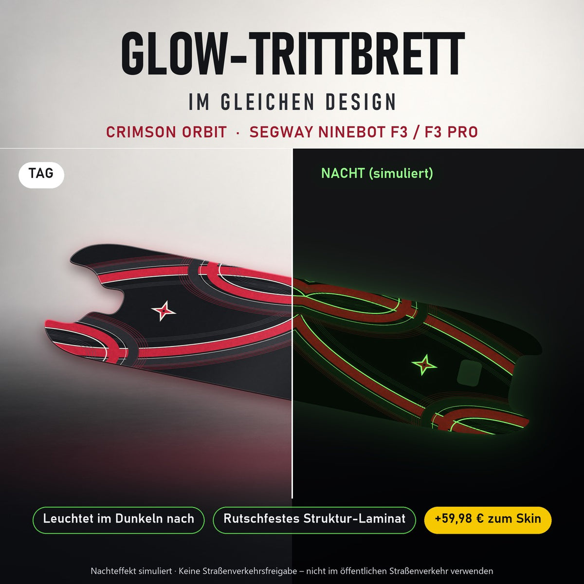 Glow-Trittbrett – CRIMSON ORBIT, Tag/Nacht