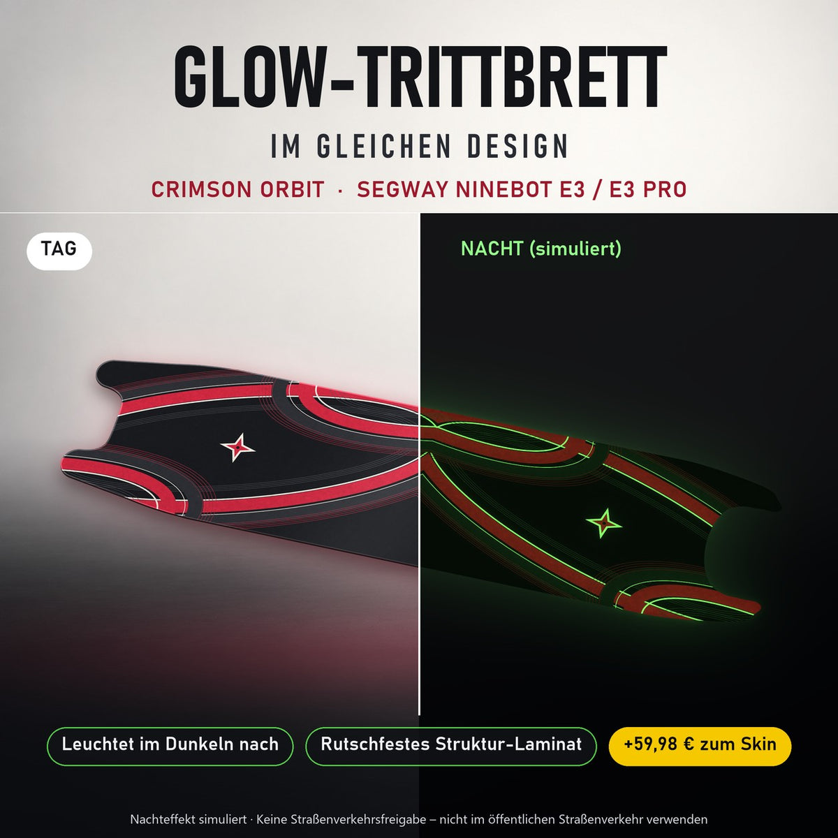 Glow-Trittbrett – CRIMSON ORBIT, Tag/Nacht