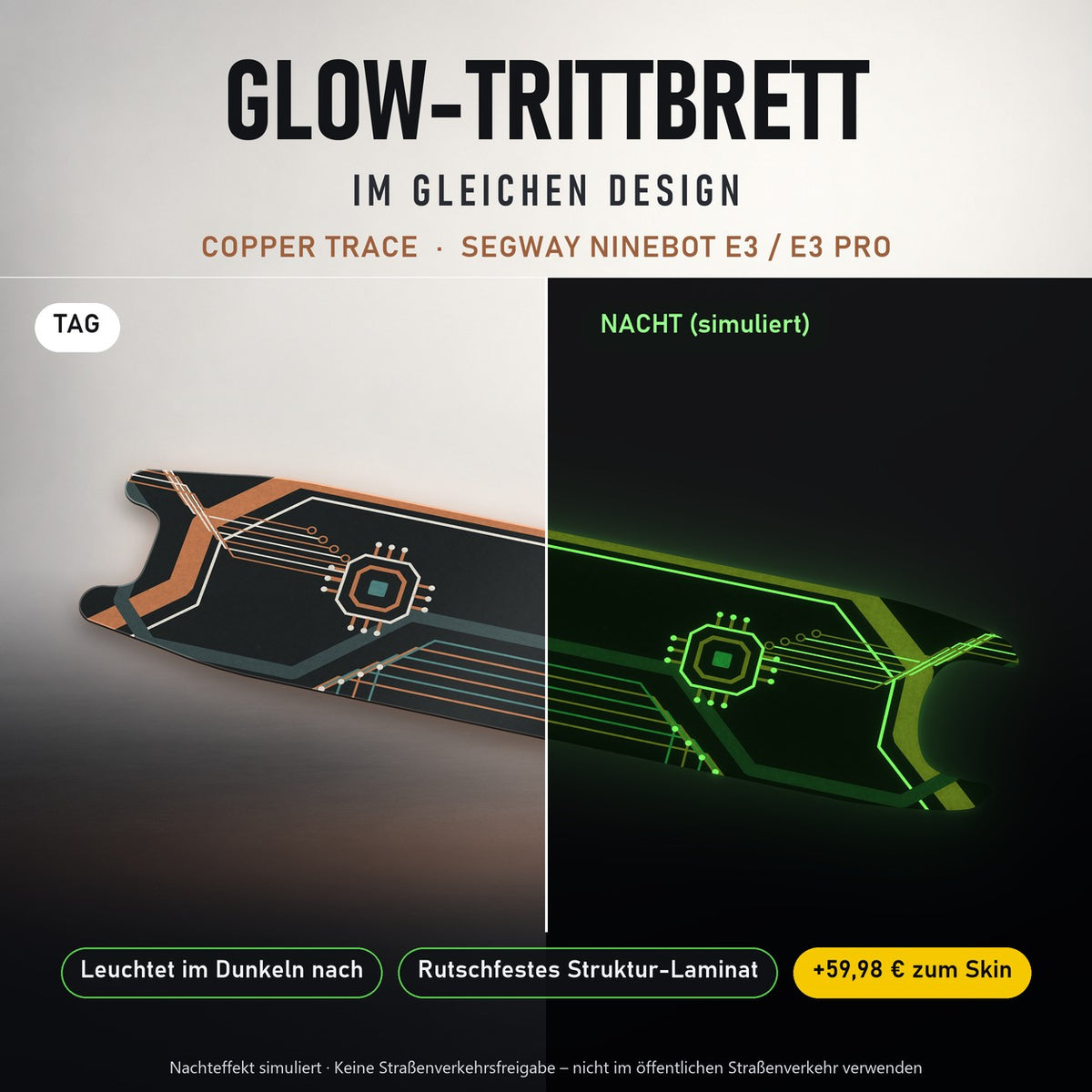 Glow-Trittbrett – COPPER TRACE, Tag/Nacht
