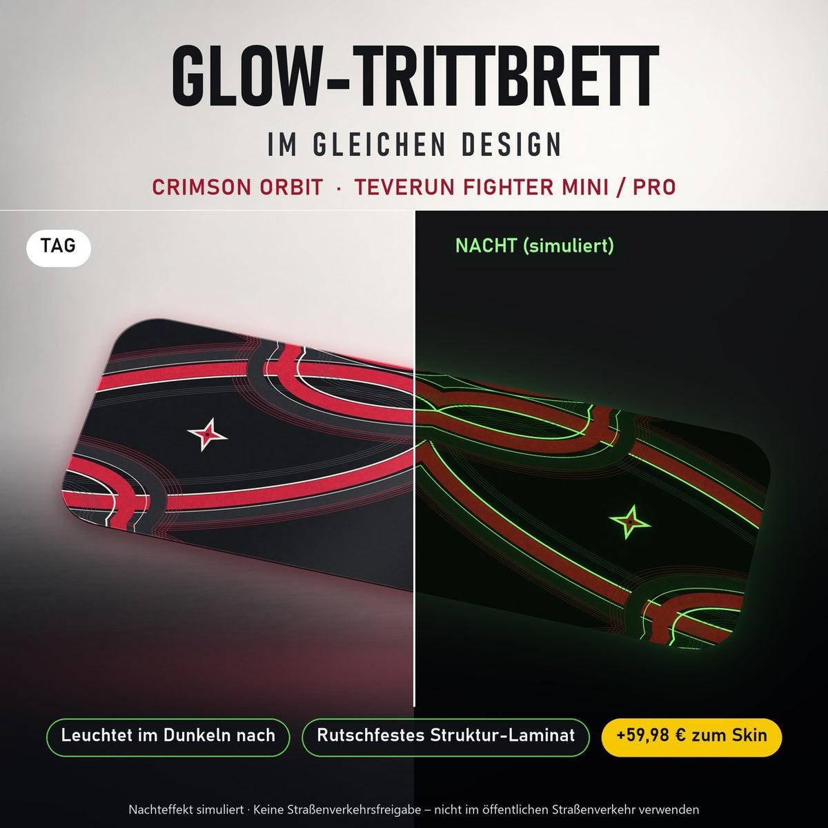 Glow-Trittbrett – CRIMSON ORBIT, Tag/Nacht
