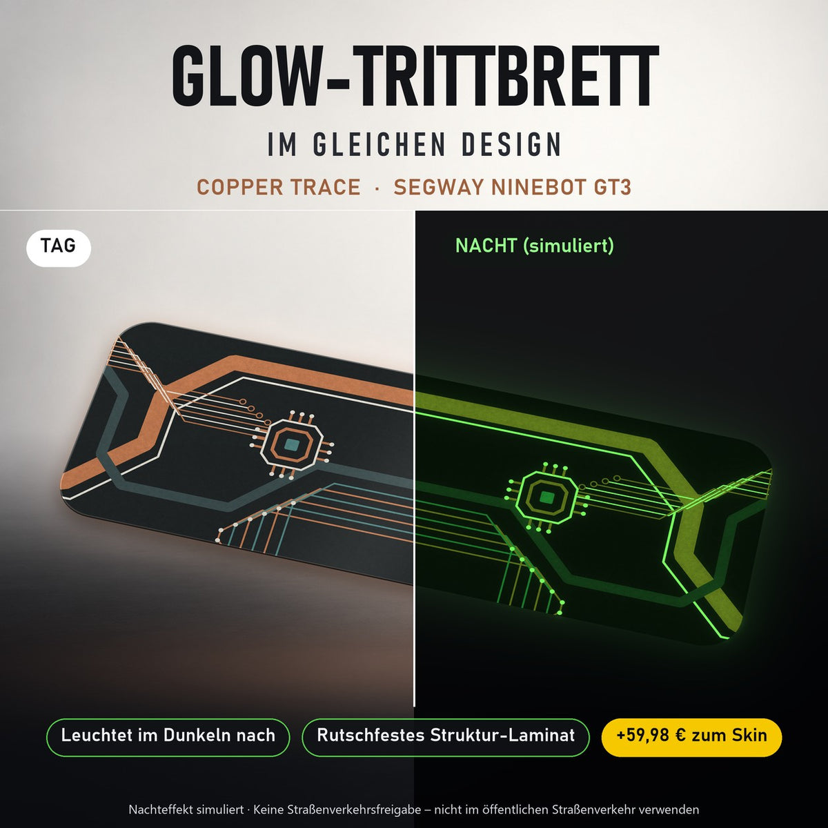 Glow-Trittbrett – COPPER TRACE, Tag/Nacht