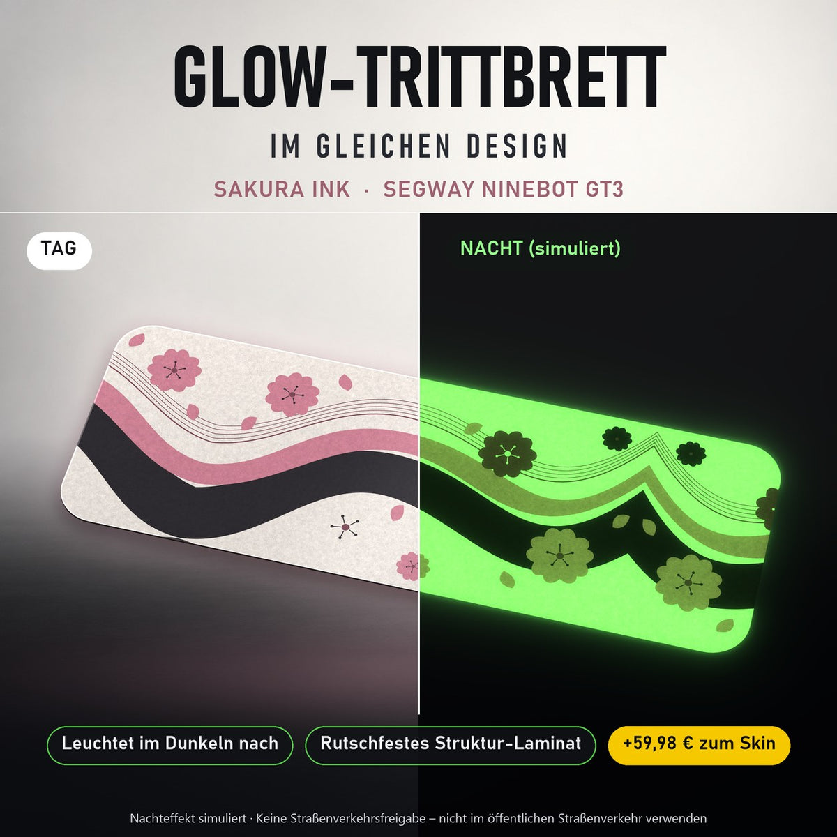 Glow-Trittbrett – SAKURA INK, Tag/Nacht