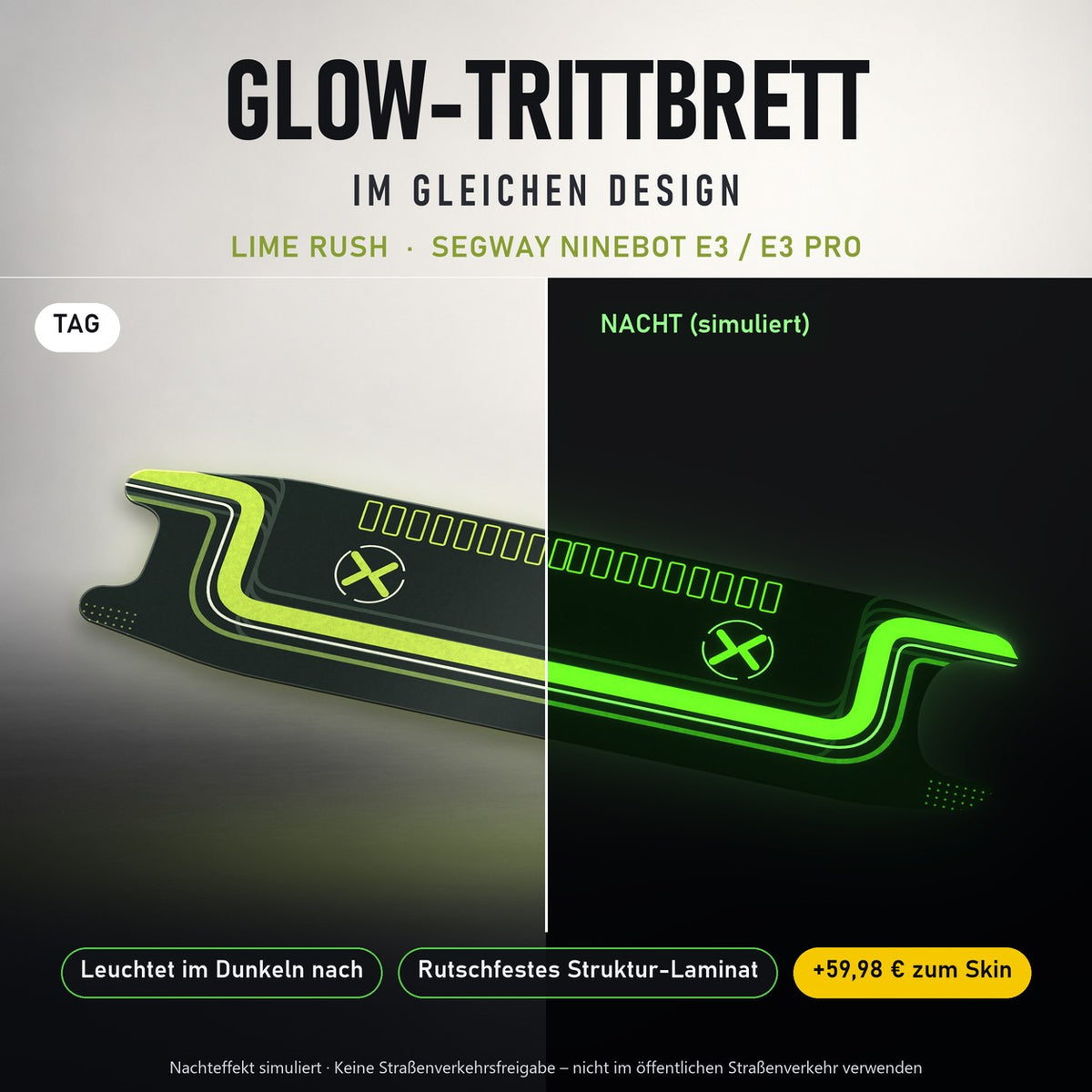 Glow-Trittbrett – LIME RUSH, Tag/Nacht