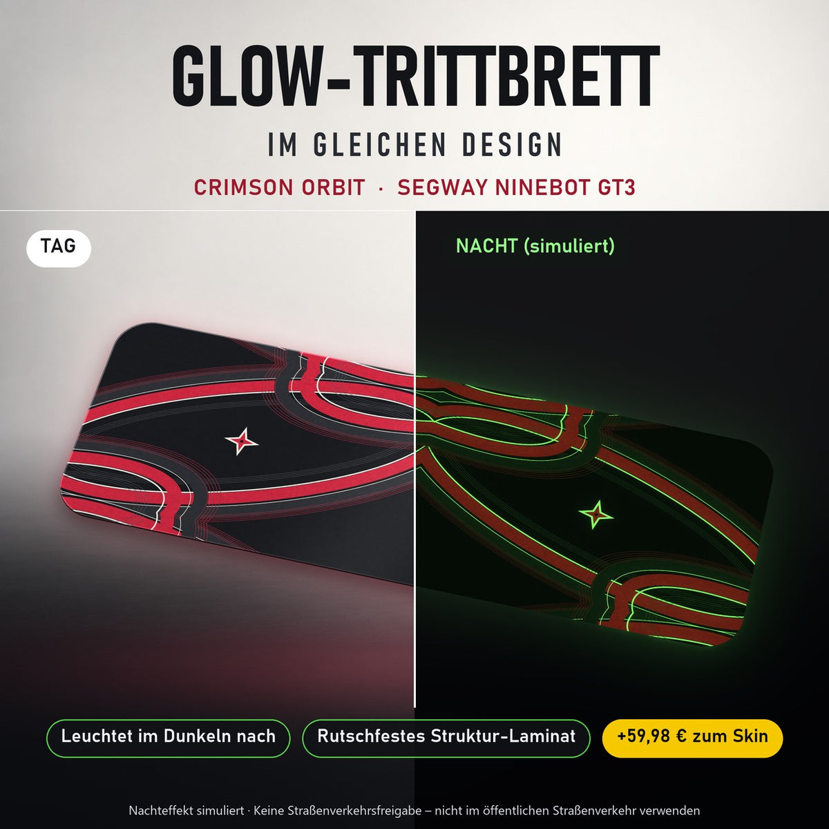 Glow-Trittbrett – CRIMSON ORBIT, Tag/Nacht