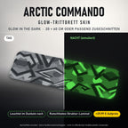 TRITTBRETT SKIN | ARCTIC COMMANDO – Glow in the Dark (+29,99 €): Tag und Nacht im Vergleich, Nachteffekt simuliert. Keine Straßenverkehrsfreigabe.