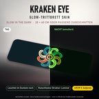 TRITTBRETT SKIN | KRAKEN EYE – Glow in the Dark (+29,99 €): Tag und Nacht im Vergleich, Nachteffekt simuliert. Keine Straßenverkehrsfreigabe.