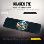 TRITTBRETT SKIN | KRAKEN EYE – Holo Silber (+24,99 €, Lieferzeit ca. 2 Wochen): Standard und Holo-Silberfolie im Vergleich, Holo-Effekt simuliert.