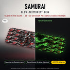 TRITTBRETT SKIN | SAMURAI – Glow in the Dark (+29,99 €): Tag und Nacht im Vergleich, Nachteffekt simuliert. Keine Straßenverkehrsfreigabe.