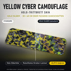 TRITTBRETT SKIN | YELLOW CYBER CAMOUFLAGE – Holo Silber (+24,99 €, Lieferzeit ca. 2 Wochen): Standard und Holo-Silberfolie im Vergleich, Holo-Effekt simuliert.