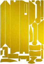 Digitale 2D-Ansicht des geprüften VMAX NEW VX4 Gold-Skin-Formbogens; keine montierte Produktaufnahme.