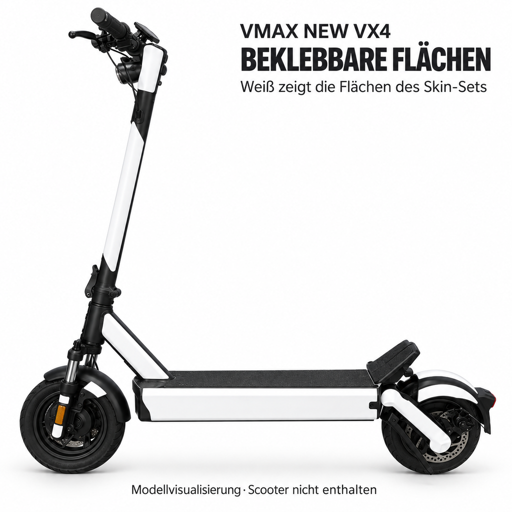 vmax-vx4 – Flächen des Skin-Sets in Weiß. Modellvisualisierung, Leuchten und Reflektoren bleiben frei.