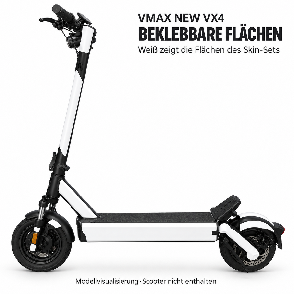 vmax-vx4 – Flächen des Skin-Sets in Weiß. Modellvisualisierung, Leuchten und Reflektoren bleiben frei.