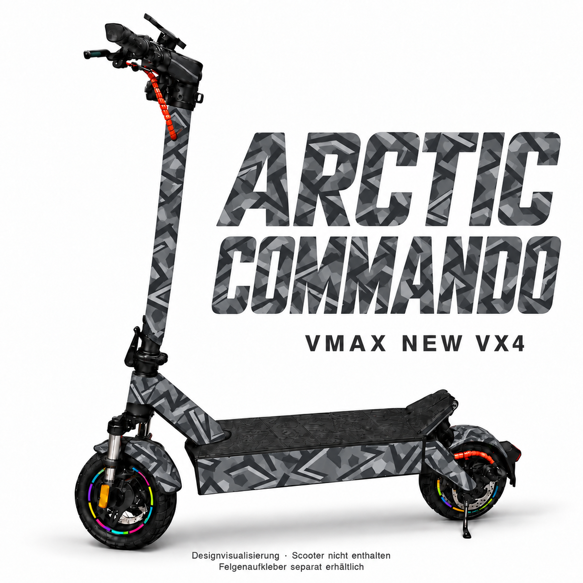 ARCTIC COMMANDO Skin für VMAX NEW VX4. Felgenaufkleber separat erhältlich.