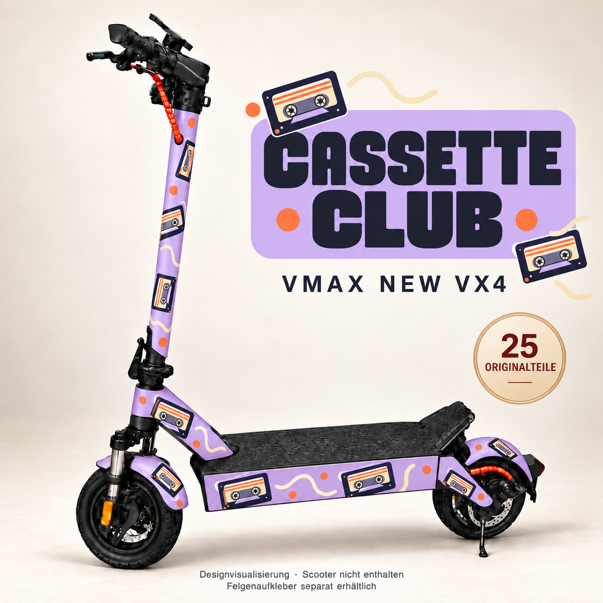 CASSETTE CLUB Skin für VMAX NEW VX4. Felgenaufkleber separat erhältlich.