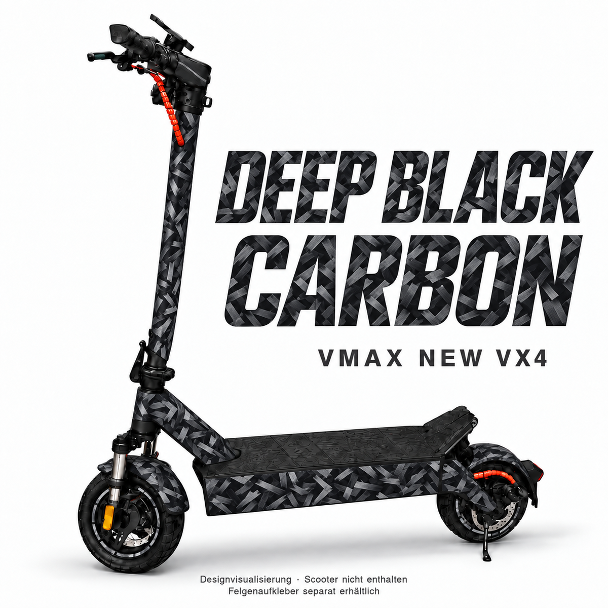 DEEP BLACK CARBON Skin für VMAX NEW VX4. Felgenaufkleber separat erhältlich.