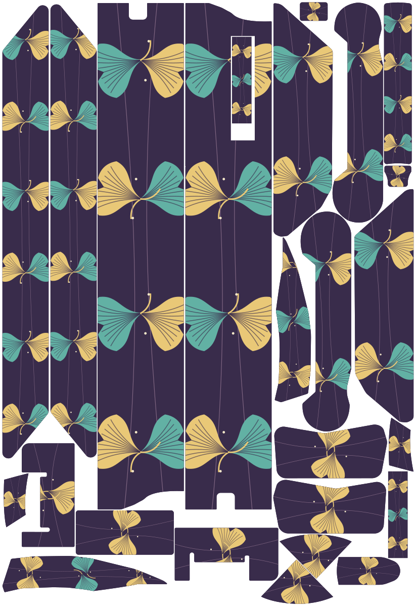 GINKGO NOCTURNE für VMAX NEW VX4: 25 Originalteile des Skin-Sets.