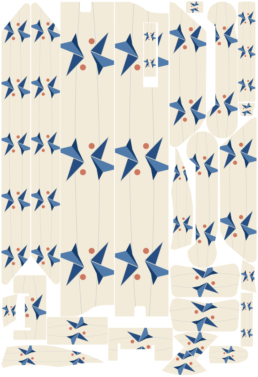 ORIGAMI SKY für VMAX NEW VX4: 25 Originalteile des Skin-Sets.