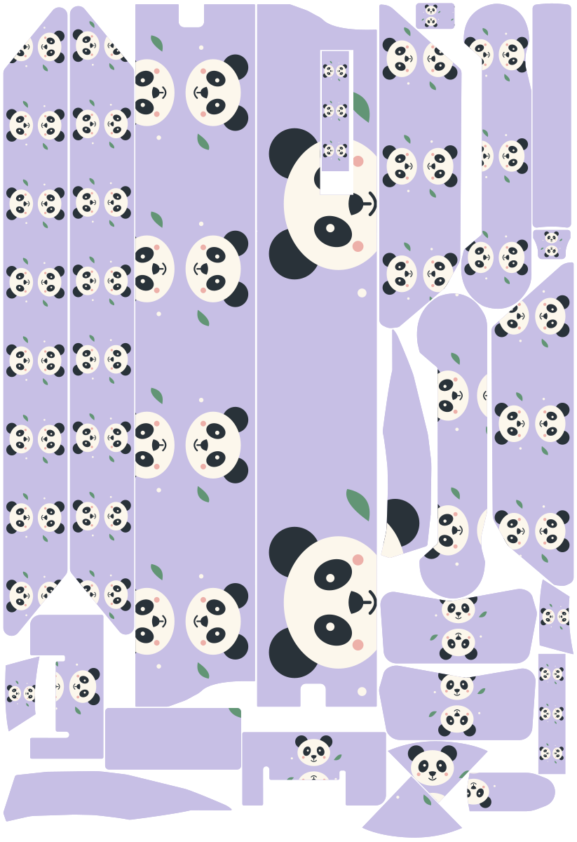 PANDA PLAY für VMAX NEW VX4: 25 Originalteile des Skin-Sets.