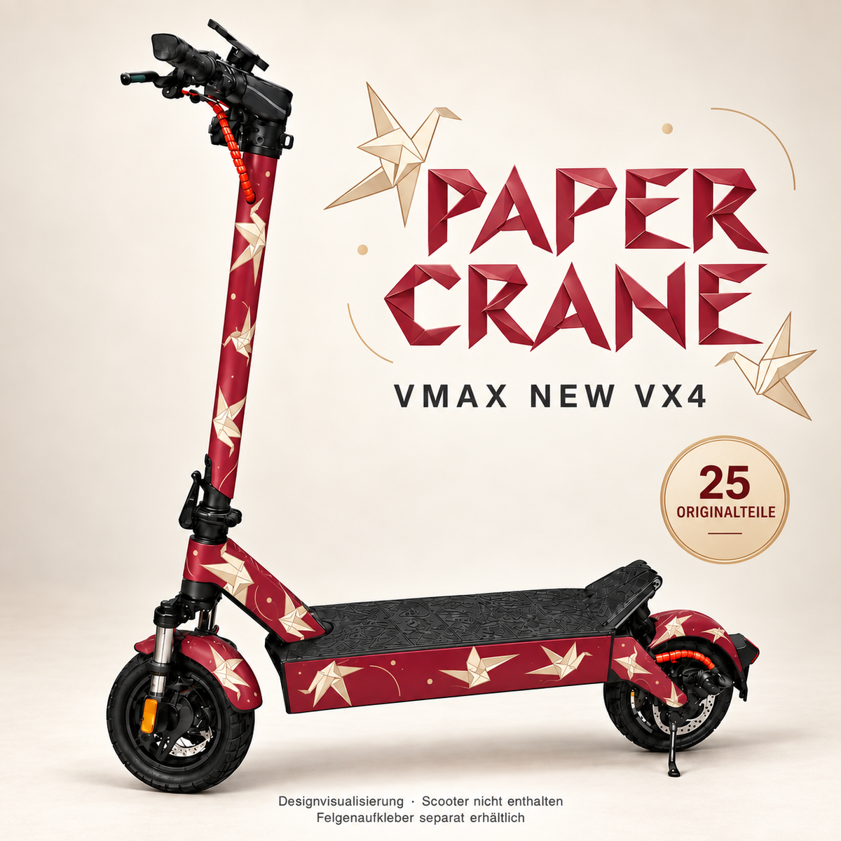PAPER CRANE Skin für VMAX NEW VX4. Felgenaufkleber separat erhältlich.