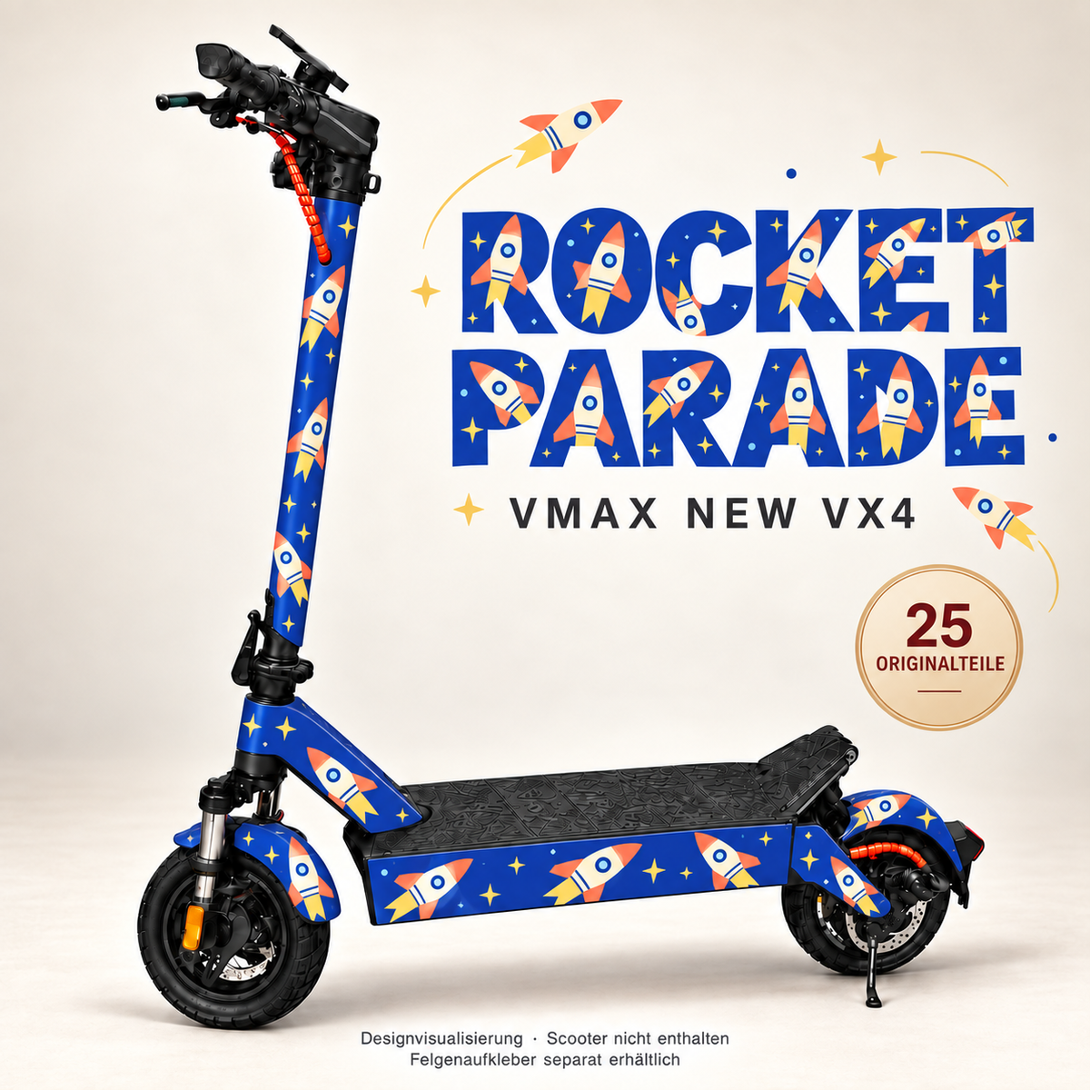 ROCKET PARADE Skin für VMAX NEW VX4. Felgenaufkleber separat erhältlich.