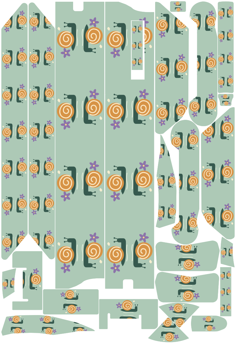 SNAIL PARADE für VMAX NEW VX4: 25 Originalteile des Skin-Sets.