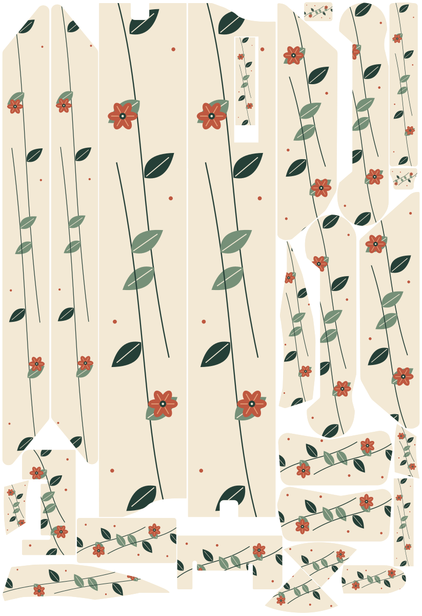 TERRA BLOOM für VMAX NEW VX4: 25 Originalteile des Skin-Sets.