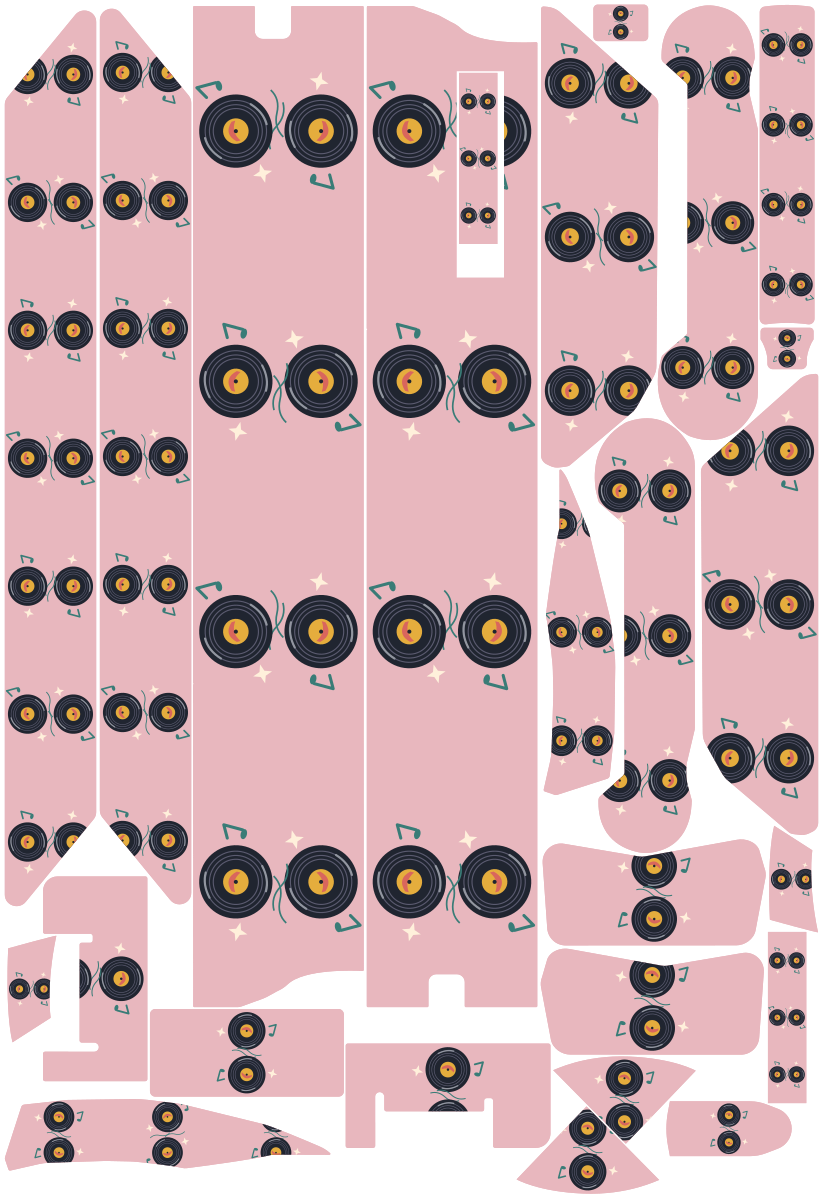 VINYL GROOVE für VMAX NEW VX4: 25 Originalteile des Skin-Sets.