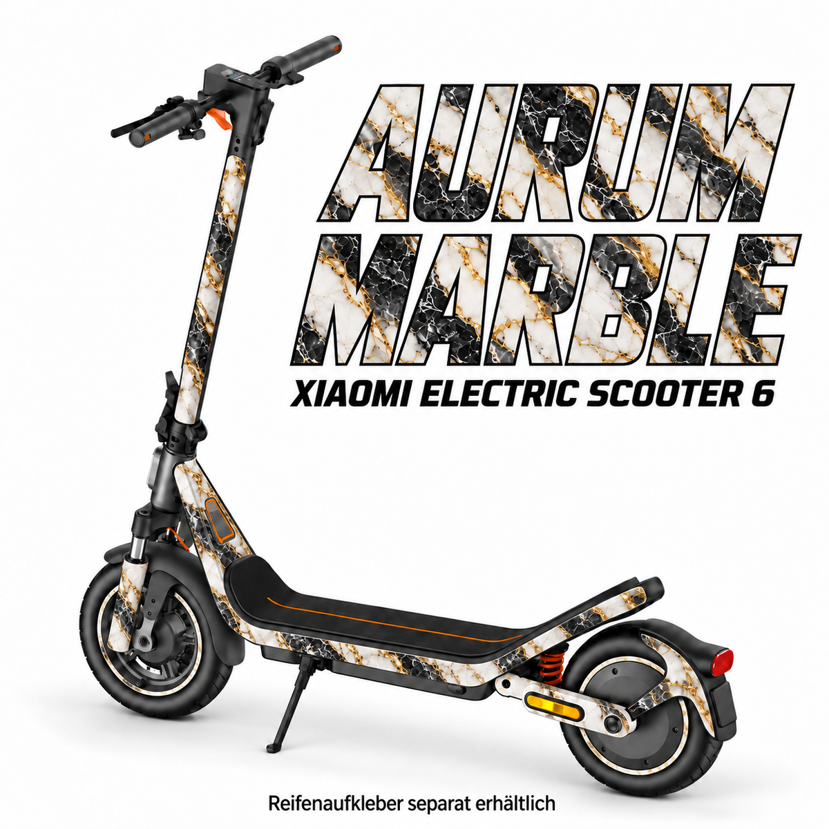 Xiaomi Electric Scooter 6 Skin AURUM MARBLE – Modellvorschau; Reifenaufkleber separat erhältlich