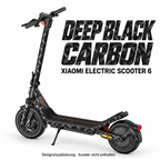 Xiaomi Electric Scooter 6 Skin DEEP BLACK CARBON – Designvisualisierung. Reifenaufkleber separat erhältlich. Scooter nicht enthalten.