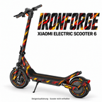 Xiaomi Electric Scooter 6 – Designbeispiel IRONFORGE. Reifenaufkleber separat erhältlich.