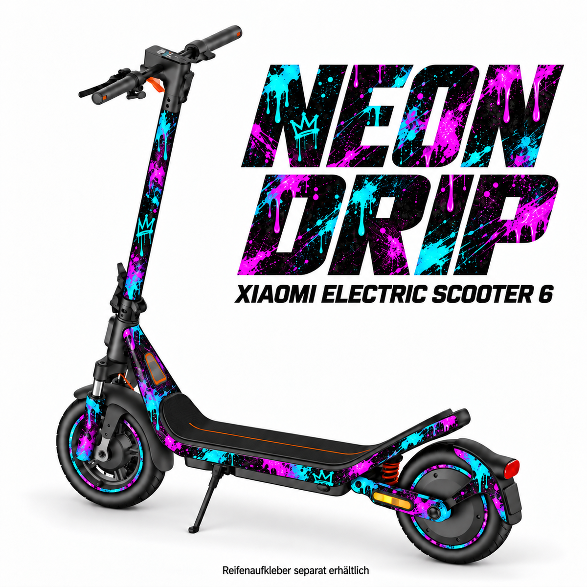 Xiaomi Electric Scooter 6 Skin NEON DRIP – Modellvorschau; Reifenaufkleber separat erhältlich