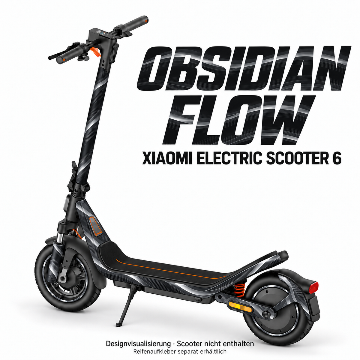 Xiaomi Electric Scooter 6 Skin OBSIDIAN FLOW – Modellvorschau; Reifenaufkleber separat erhältlich