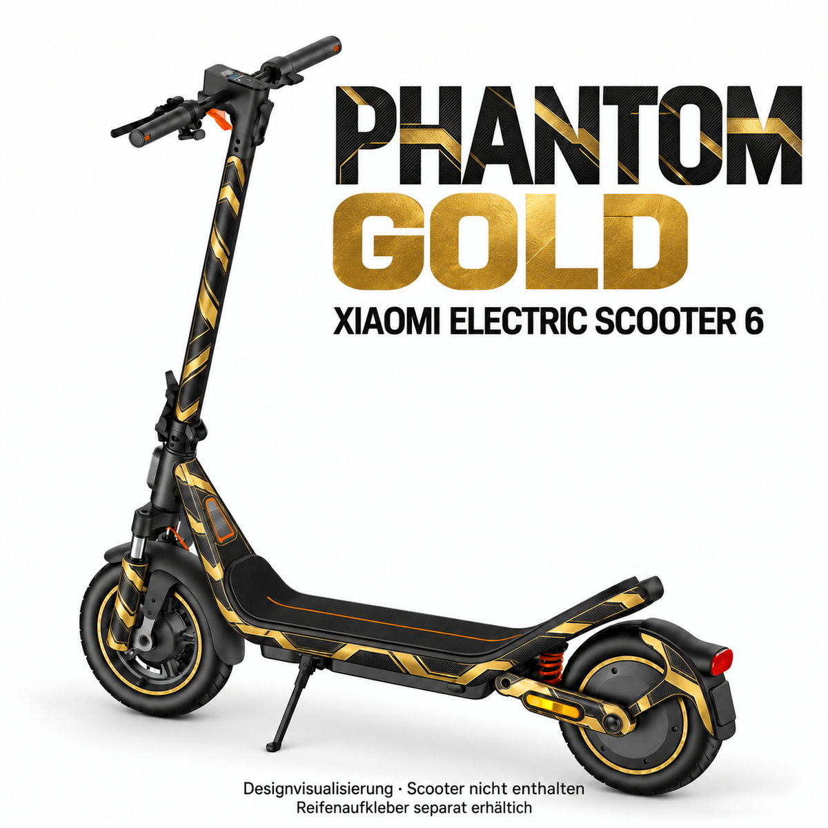 Xiaomi Electric Scooter 6 Skin PHANTOM GOLD – Modellvorschau; Reifenaufkleber separat erhältlich