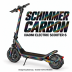 Xiaomi Electric Scooter 6 Skin SCHIMMER CARBON – Designvisualisierung. Reifenaufkleber separat erhältlich. Scooter nicht enthalten.