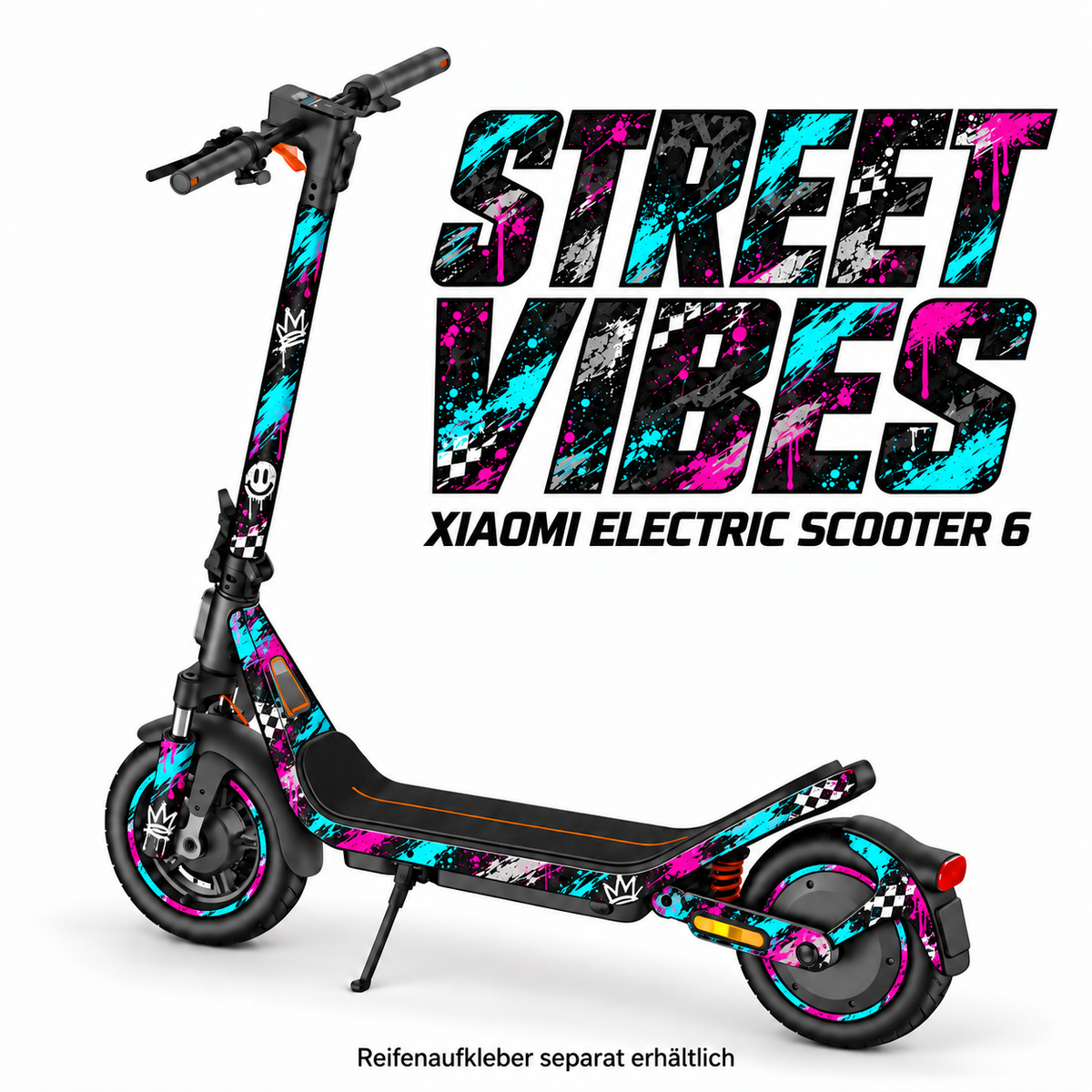 Xiaomi Electric Scooter 6 Skin STREET VIBES – Modellvorschau; Reifenaufkleber separat erhältlich