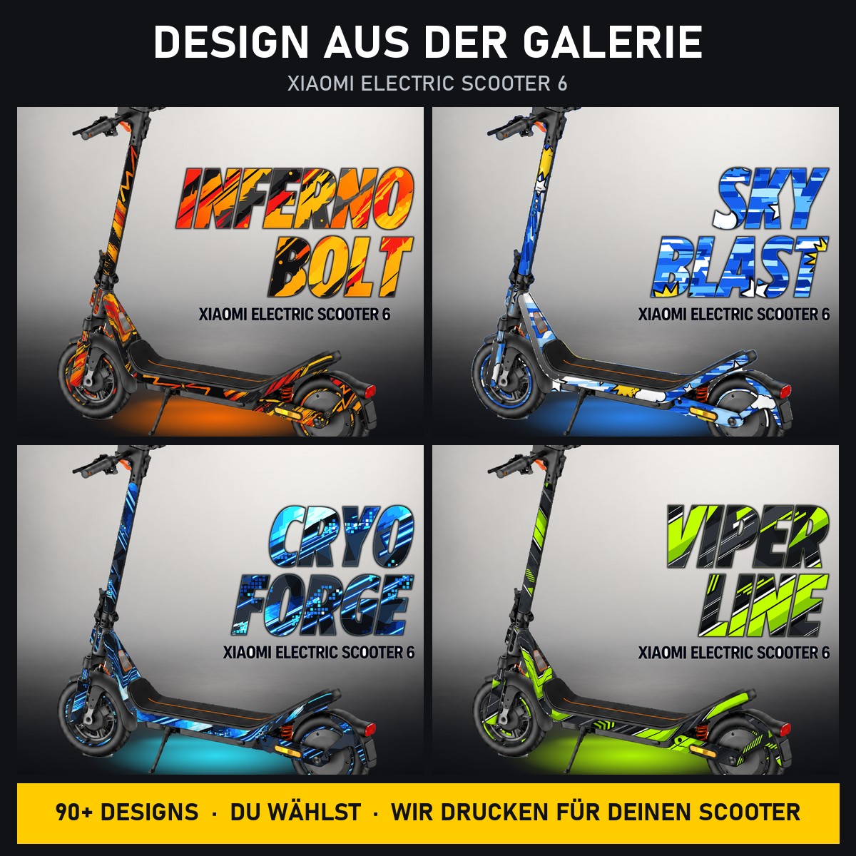 Xiaomi Electric Scooter 6 Skin – Design aus der Galerie, Beispiel-Designs